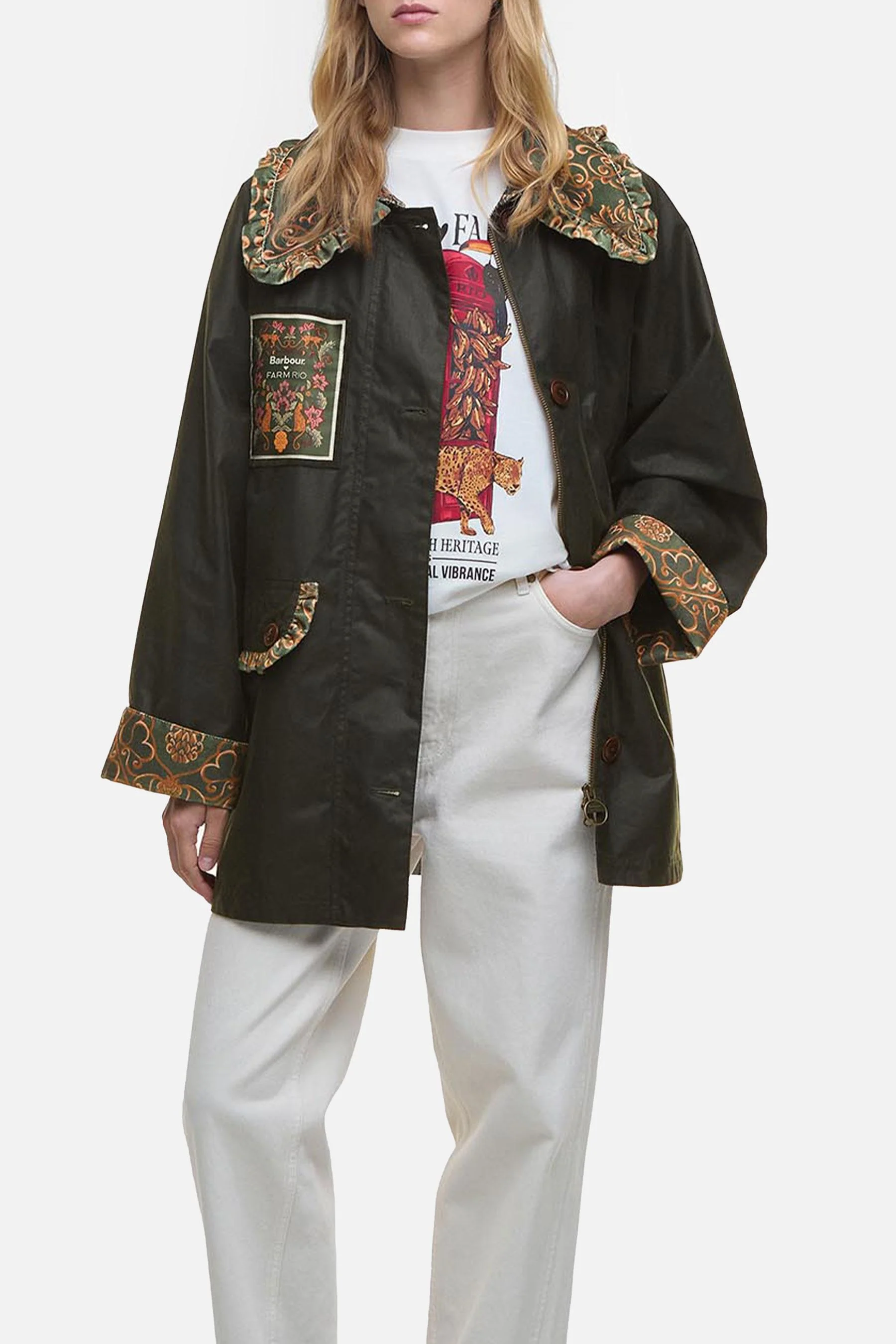 BARBOUR X FARM RIO MARIA-CLARA WAX JACKET - Image 4
