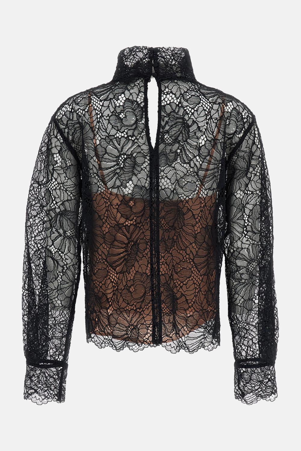 BLUSA A COLLO ALTO IN PIZZO - Image 2
