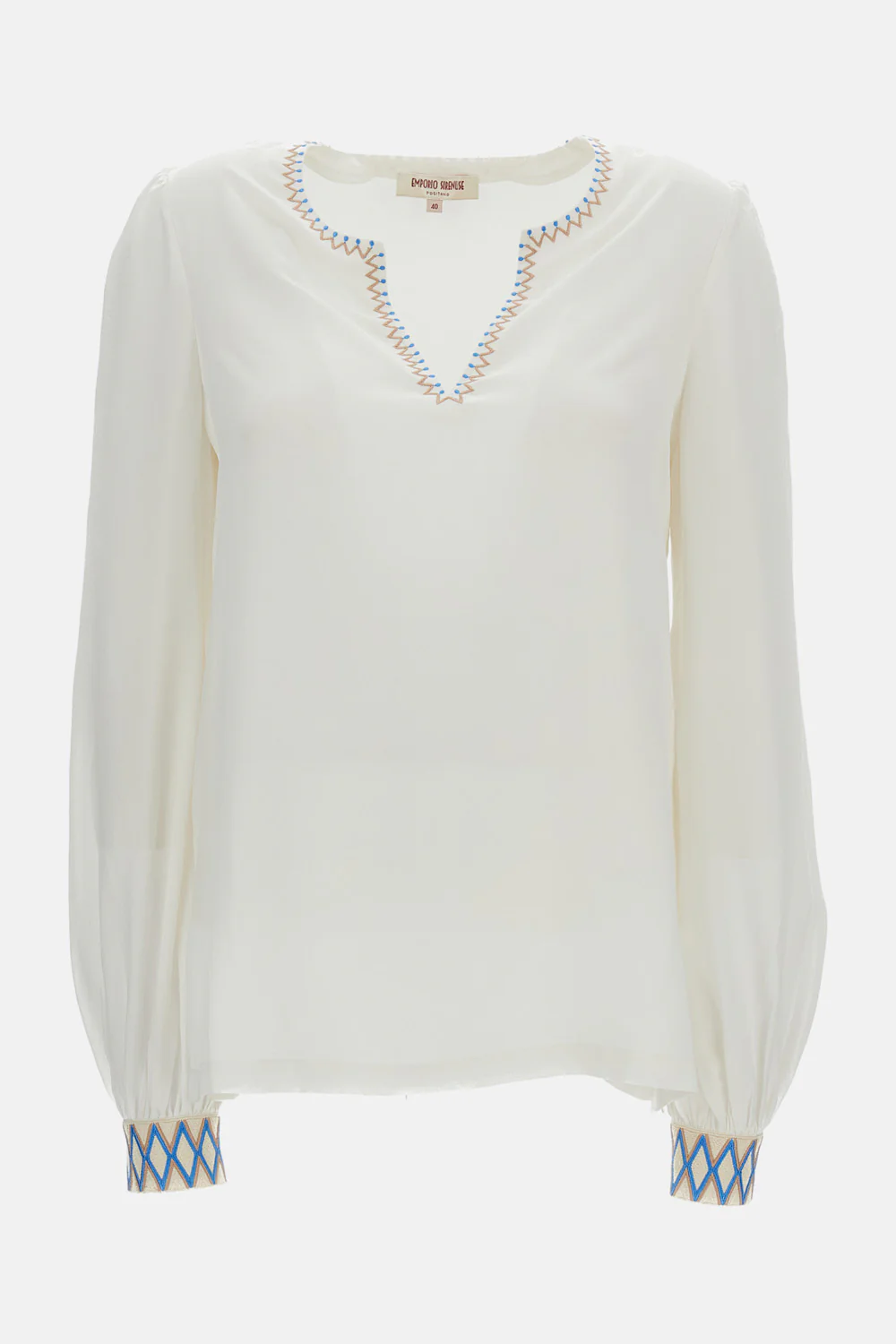 BLUSA IN SETA VERA CON RICAMO