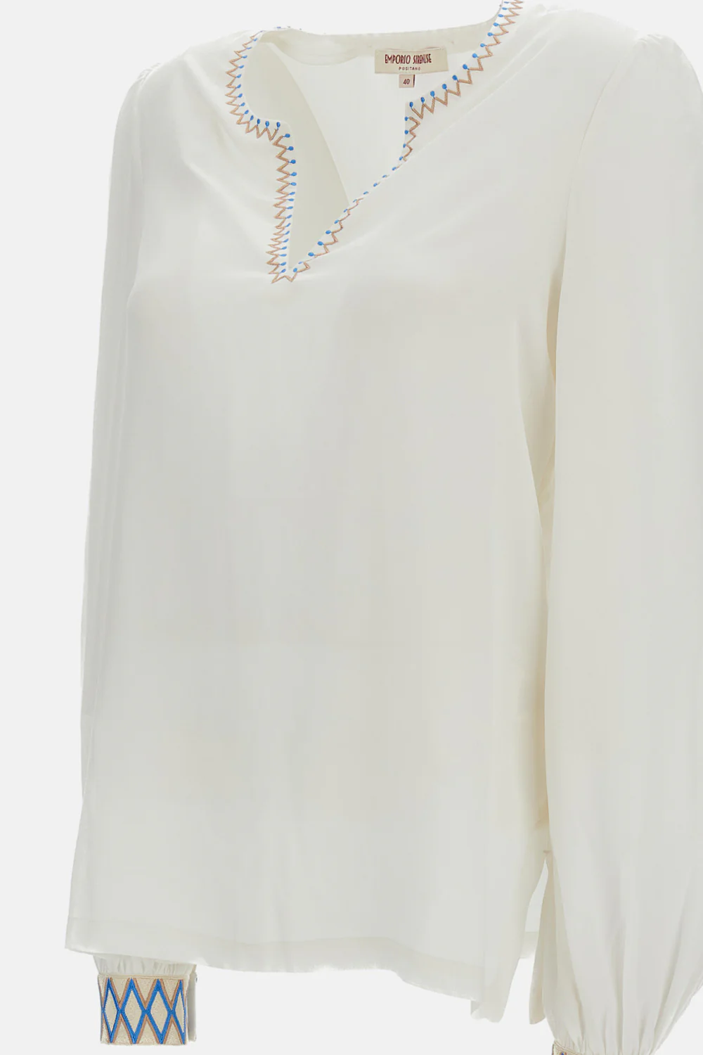 BLUSA IN SETA VERA CON RICAMO - Image 3