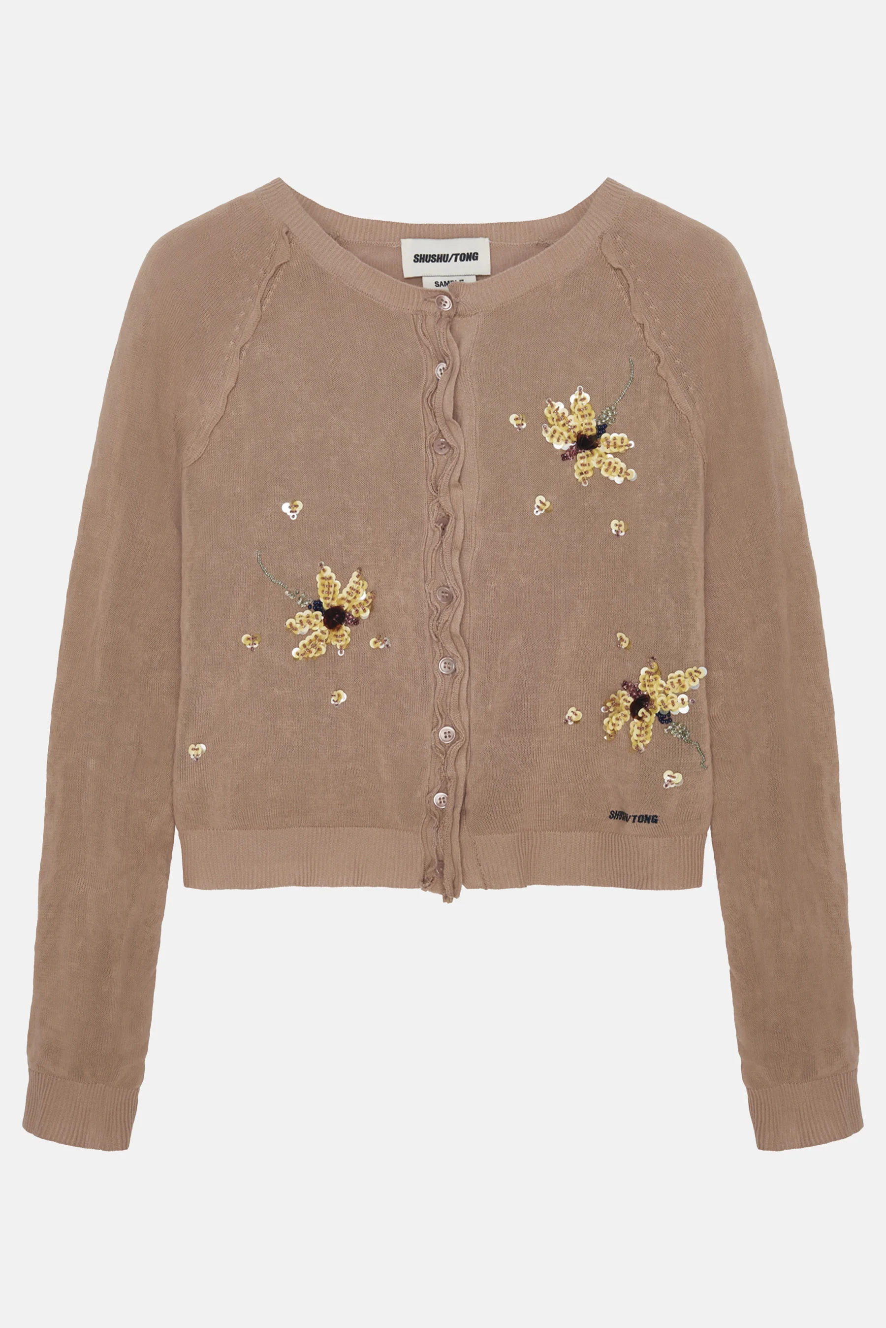 CARDIGAN CON MOTIVI FLOREALI E PERLINE