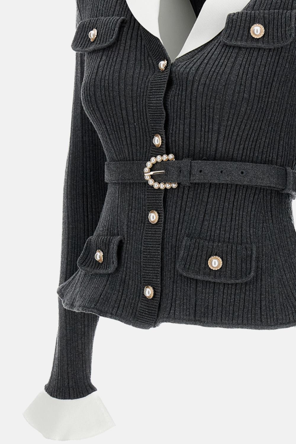CARDIGAN IN MAGLIA A COSTE - Image 3