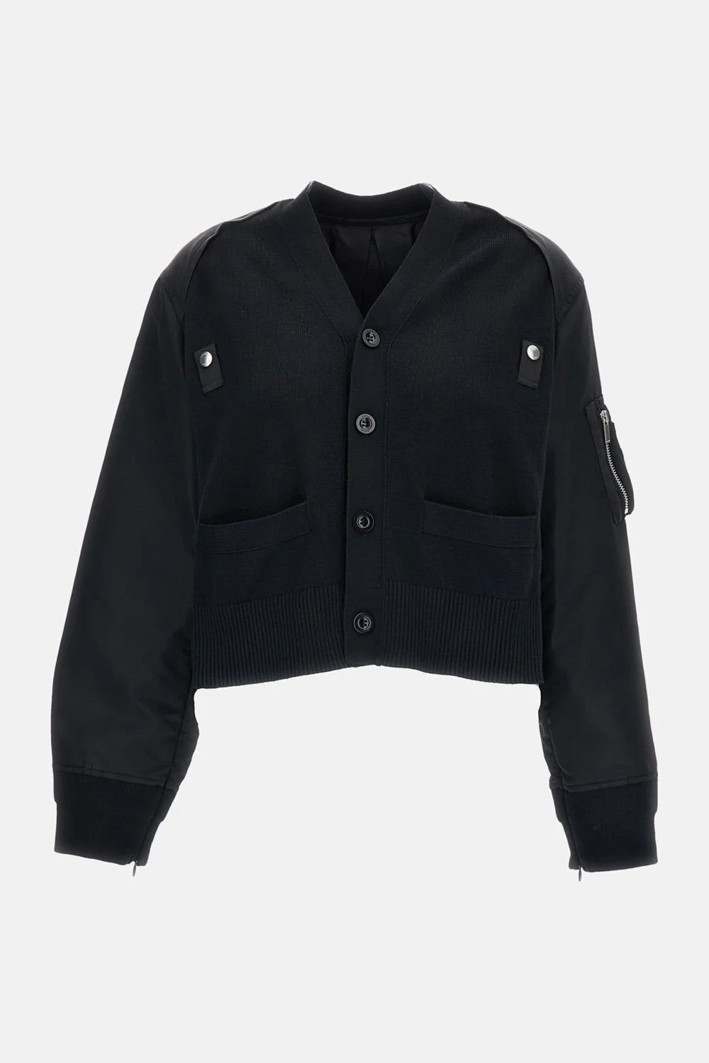 CARDIGAN IN MAGLIA E NYLON TWILL