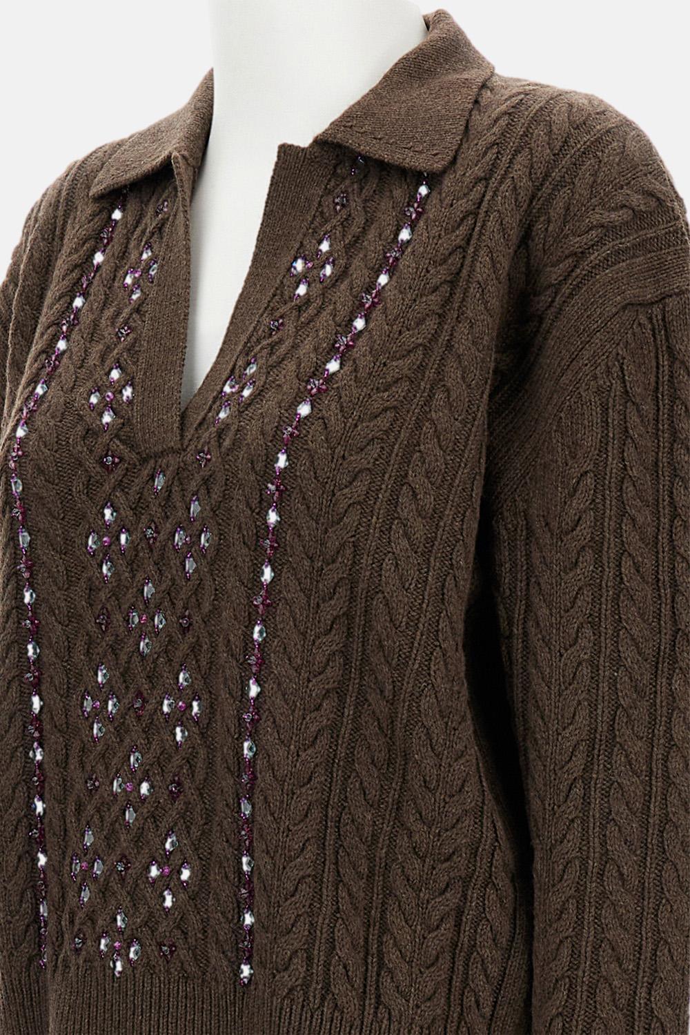 MAGLIA A TRECCE RICAMATA - Image 3