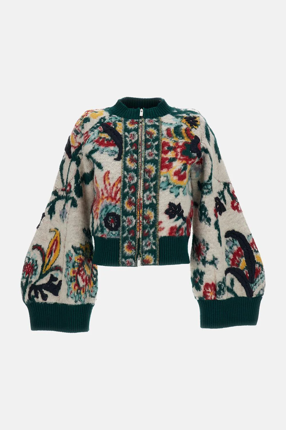 GIACCA CORTA IN MAGLIA FLORAL JACQUARD