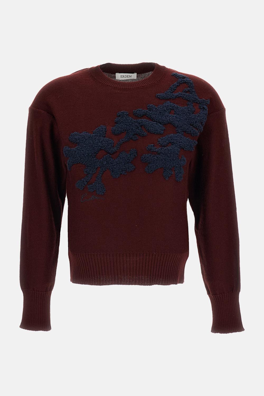 MAGLIA FLOREALE IN LANA MERINO SOTTILE