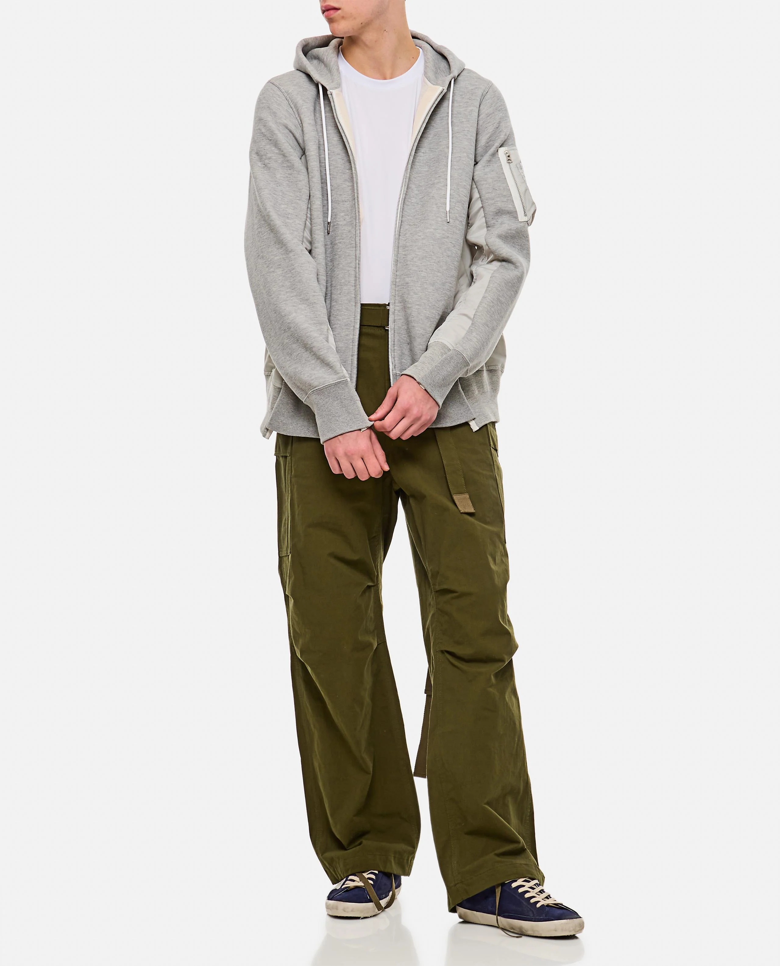 FELPA CON CAPPUCCIO IN TWILL E NYLON - Image 2