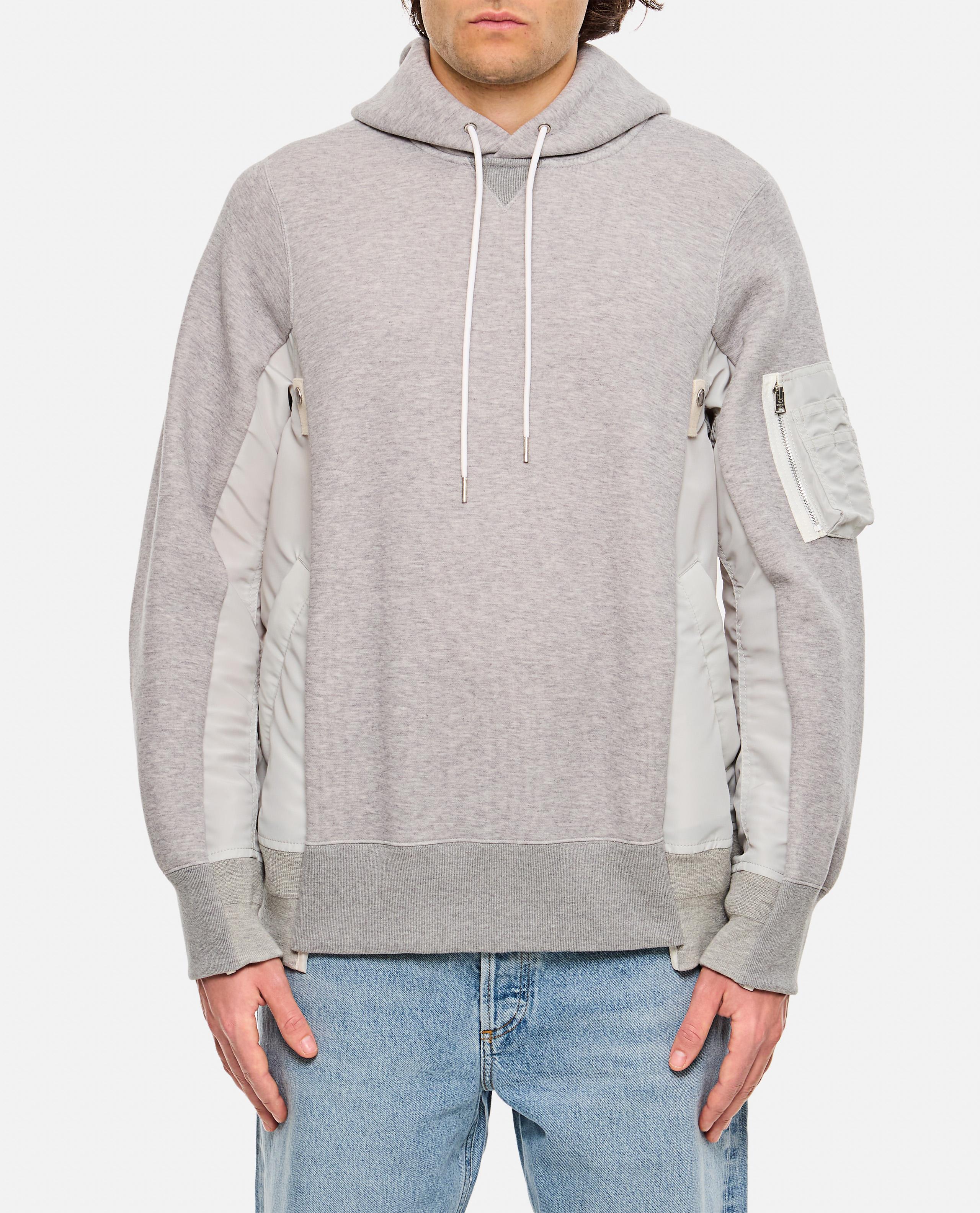 FELPA IN SPUGNA CON CAPPUCCIO IN TWILL E NYLON