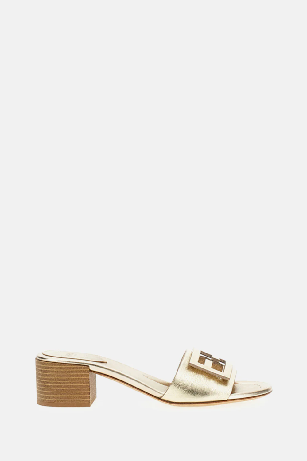 SLIDE CON TACCO IN PELLE LAMINATA