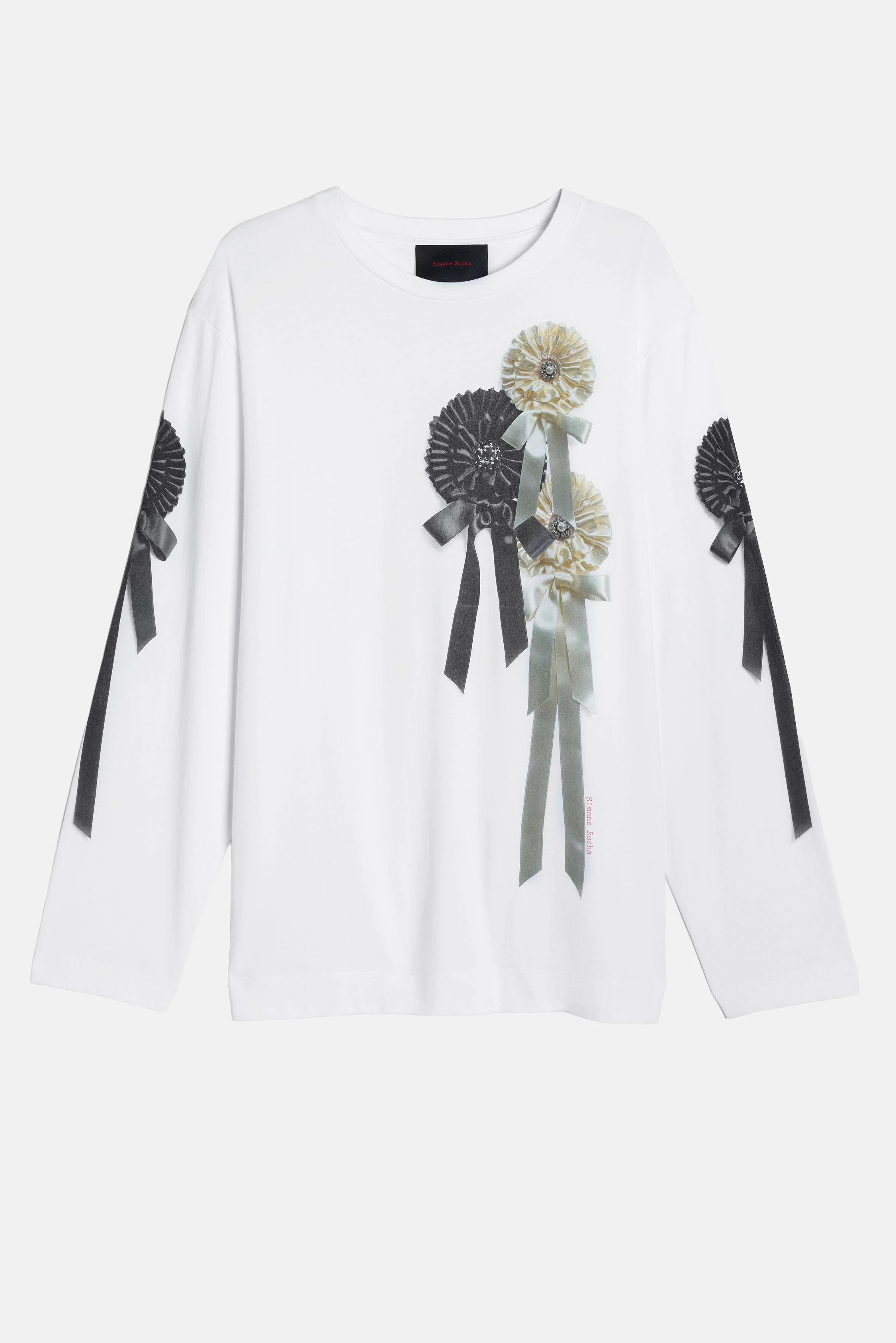 T-SHIRT A MANICHE LUNGHE CON STAMPA RIBBON ROSETTE