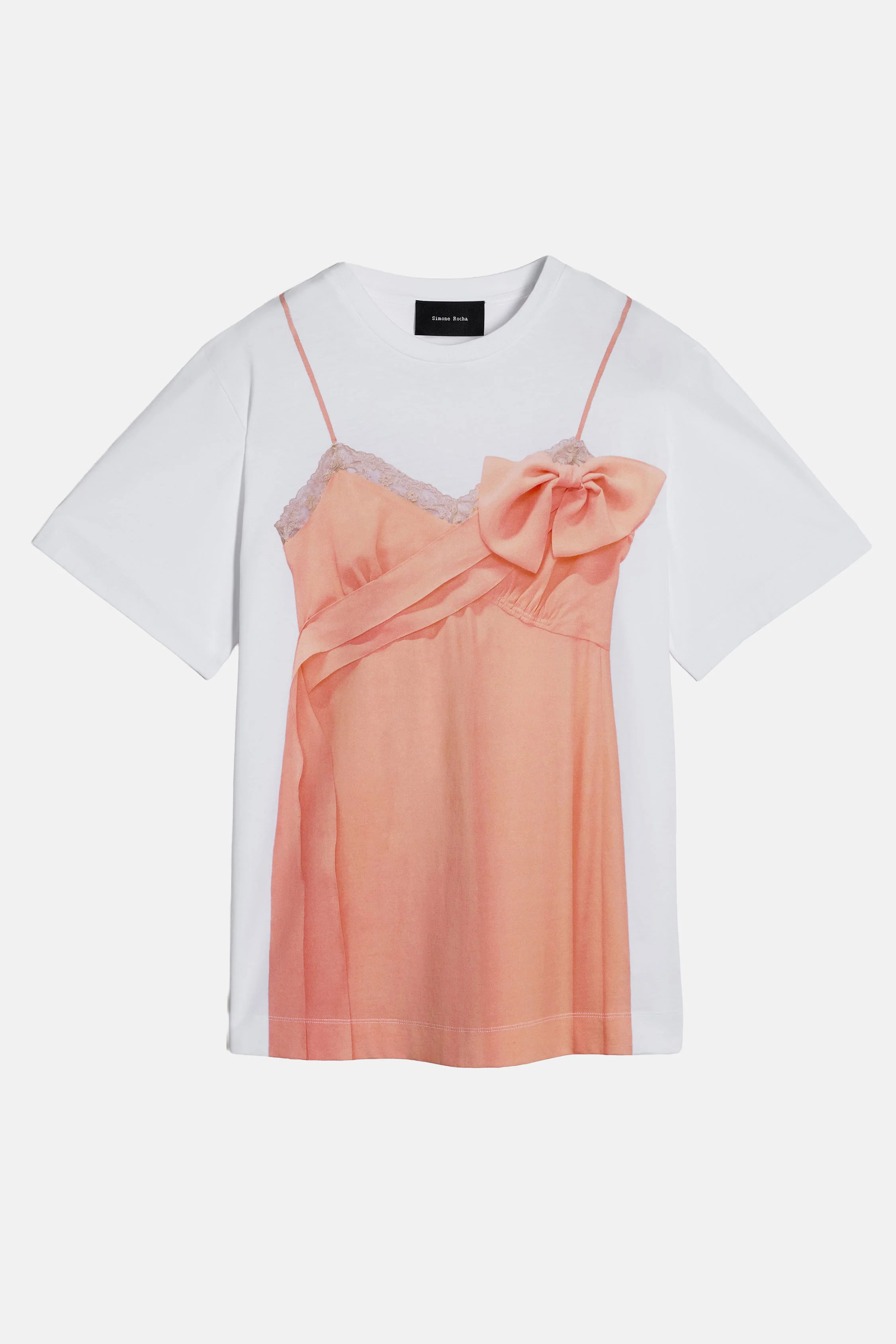 T-SHIRT CON STAMPA BOW SASH SLIP DRESS TROMPE L'OEIL - Image 2