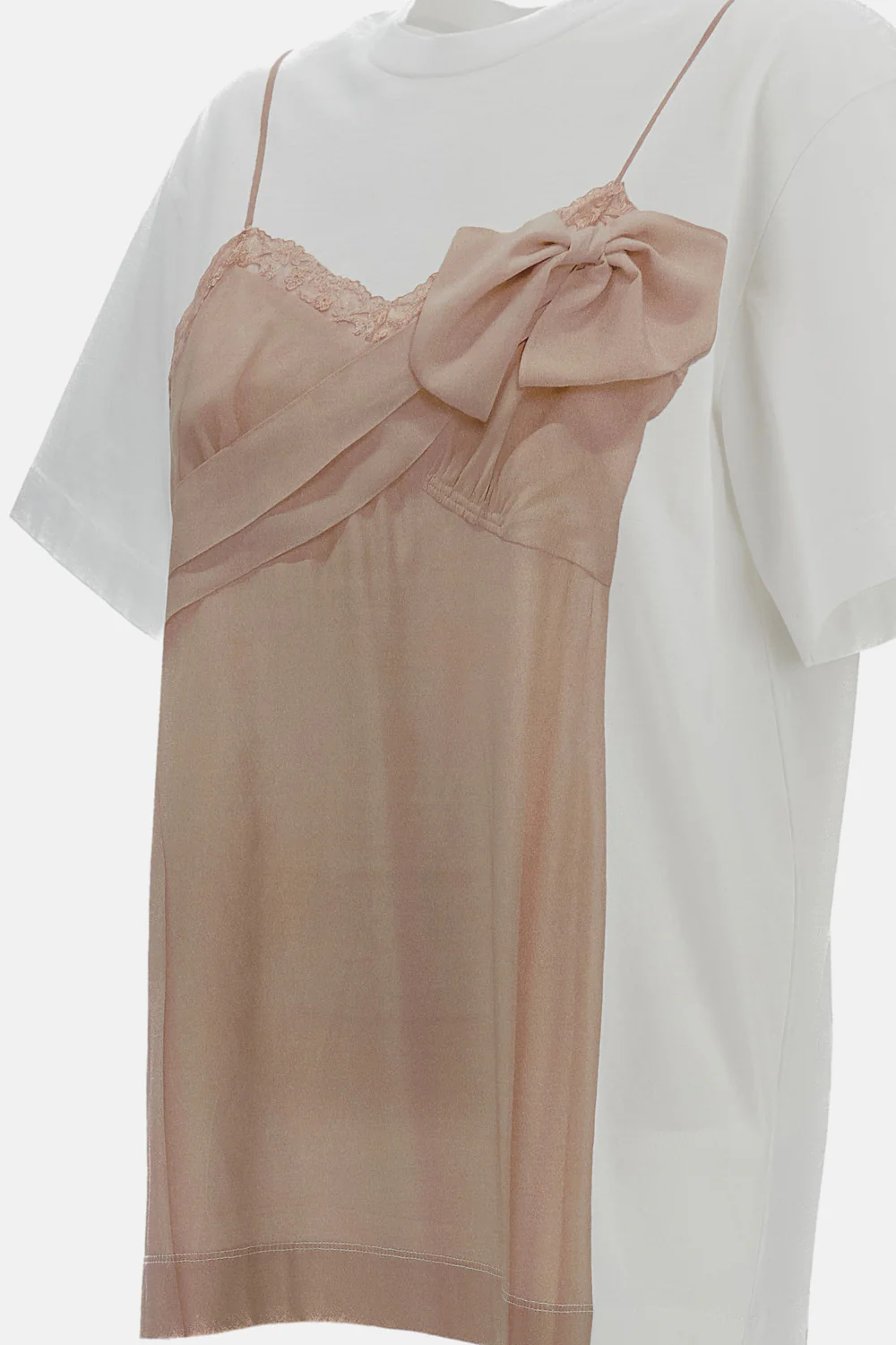 T-SHIRT CON STAMPA BOW SASH SLIP DRESS TROMPE L'OEIL - Image 3