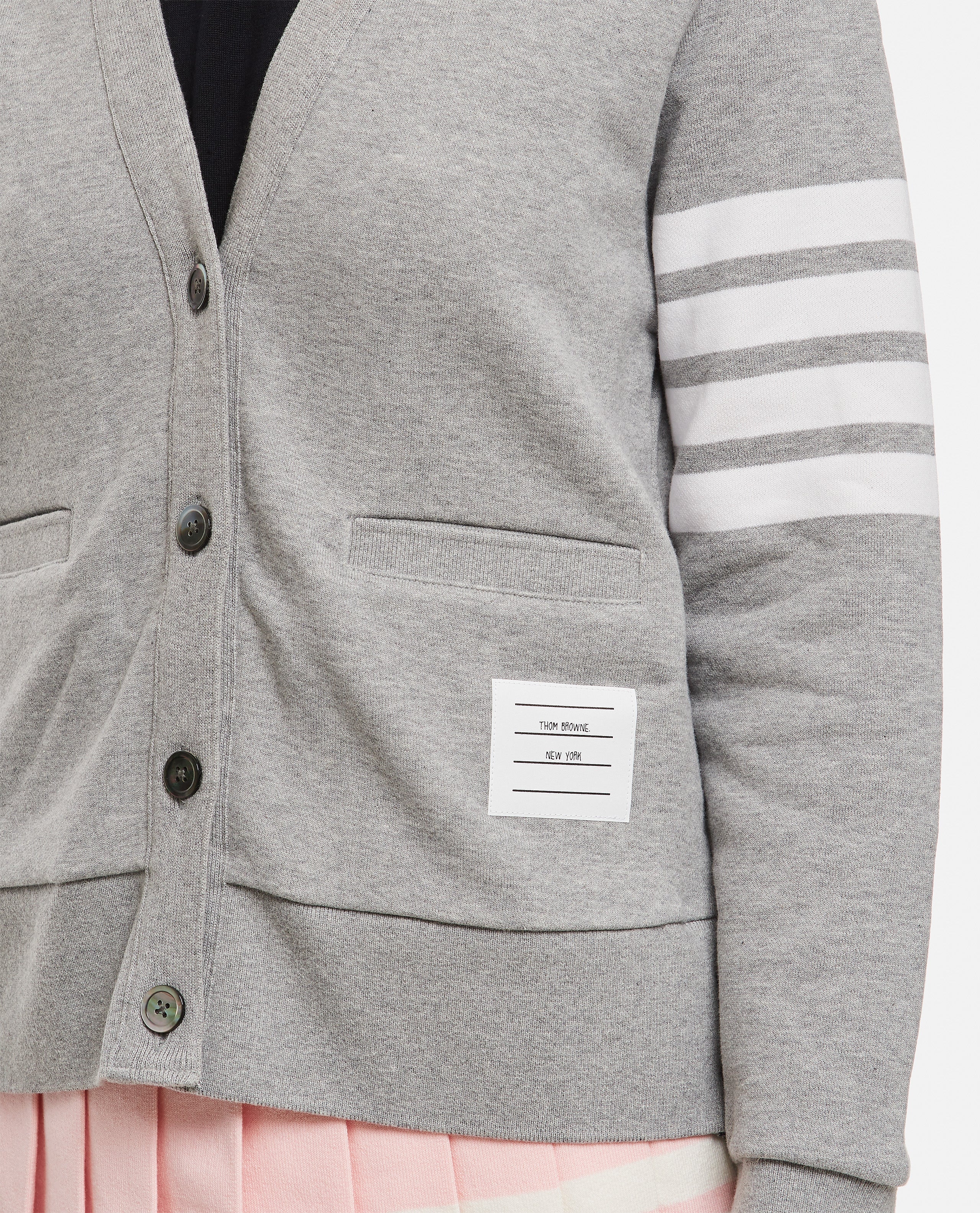 CARDIGAN IN COTONE CON SCOLLO A V - Image 4