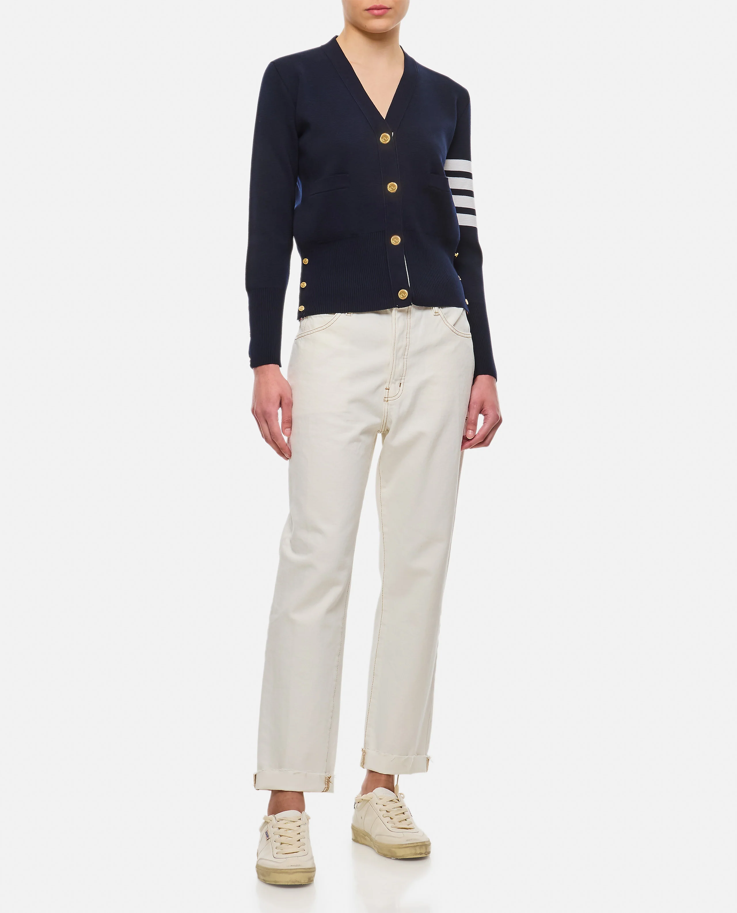 CARDIGAN MILANO CLASSICO SCOLLO V IN FINE LANA MERINO - Image 2