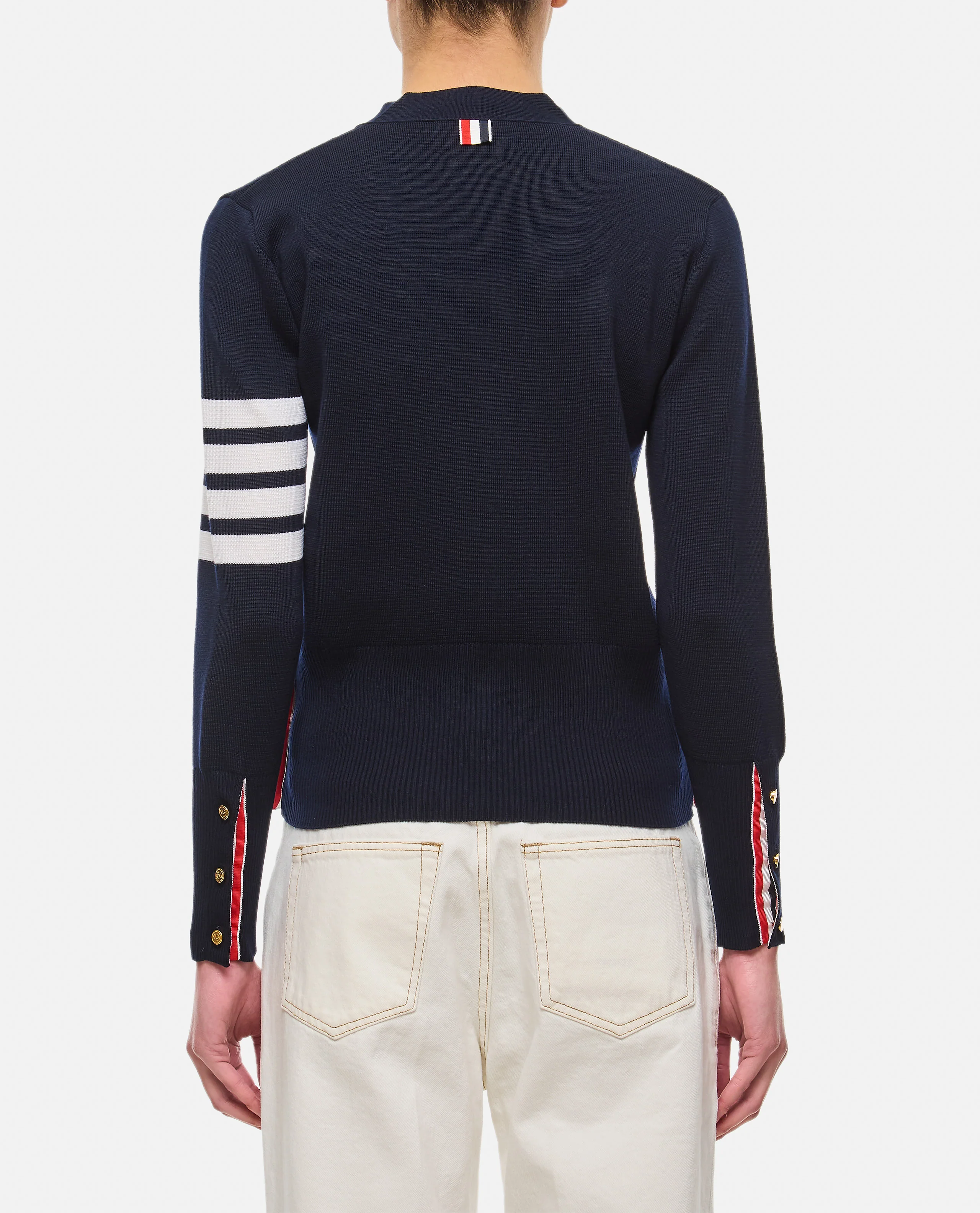 CARDIGAN MILANO CLASSICO SCOLLO V IN FINE LANA MERINO - Image 3