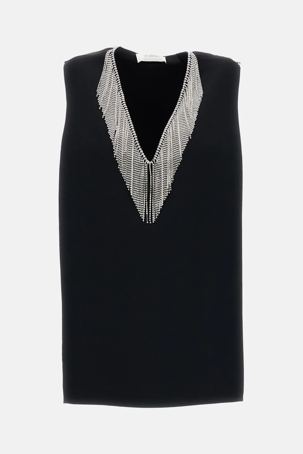 TOP SMANICATO IN CADY CON STRASS